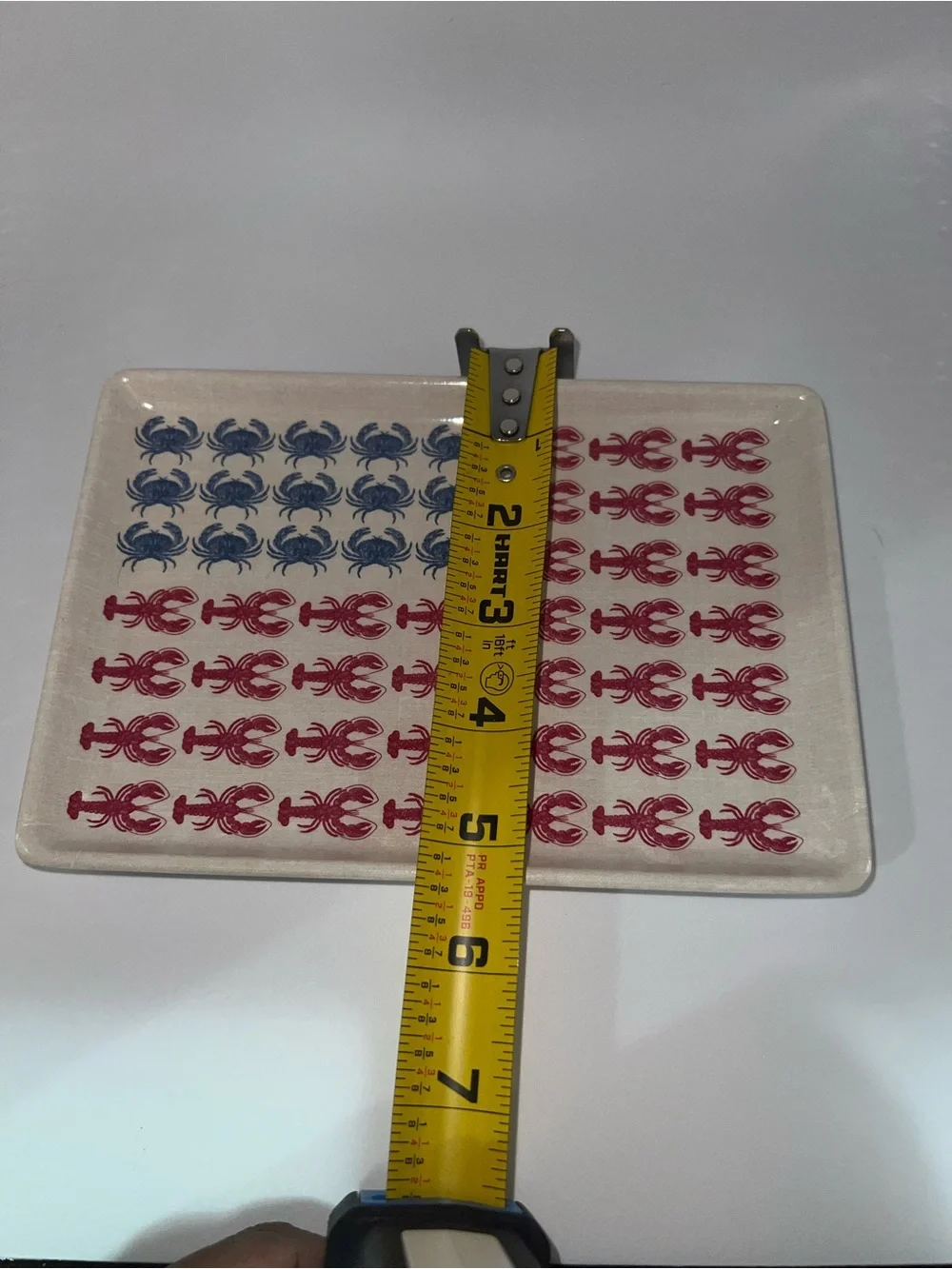 Patriotic Lobster & Crab Ceramic Serving Tray - Red and Blue